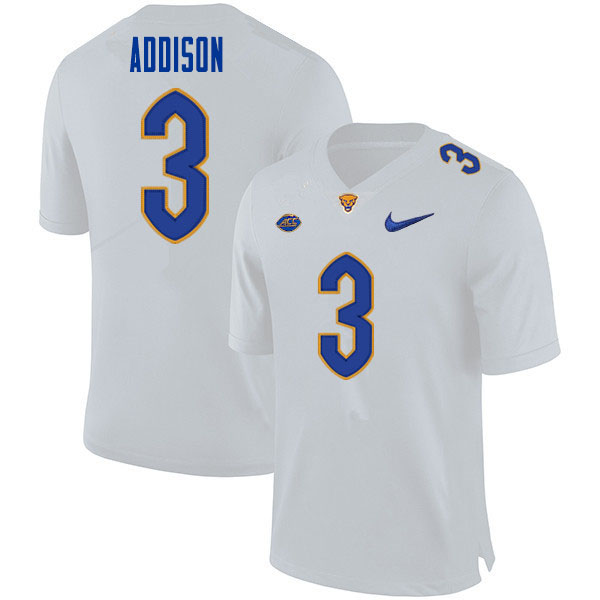 Men #3 Jordan Addison Pitt Panthers College Football Jerseys Sale-White